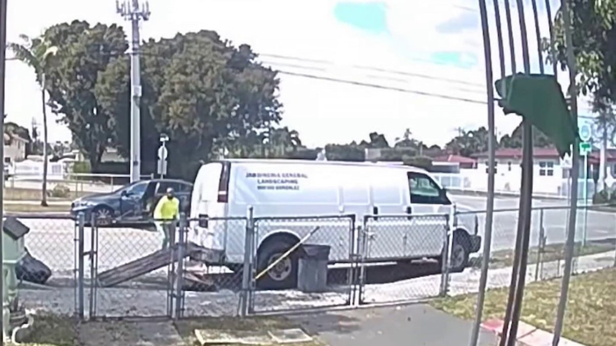 Video shows man getting stuck in van after trying to steal from it in Hialeah – NBC 6 South Florida