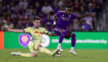 Image of Ivan Angulo playing against the New York Red Bulls.