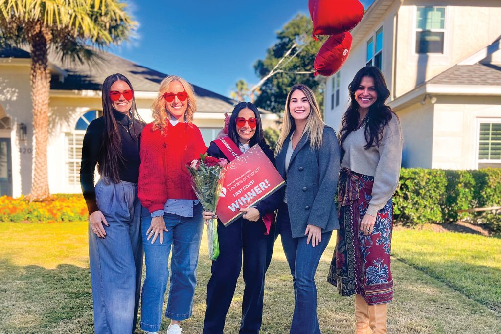 Michelle Lineberger, shown here with the First Coast American Heart Association Team, is the 2025 First Coast Leaders of Impact Campaign