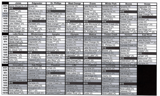 2026 football schedules for all 23 OCPS schools