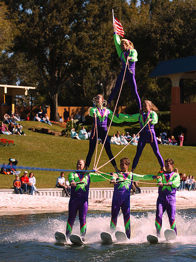 Cypress Gardens skiers Brian Robbins, Jeff Schmick and Nick Jackson...
