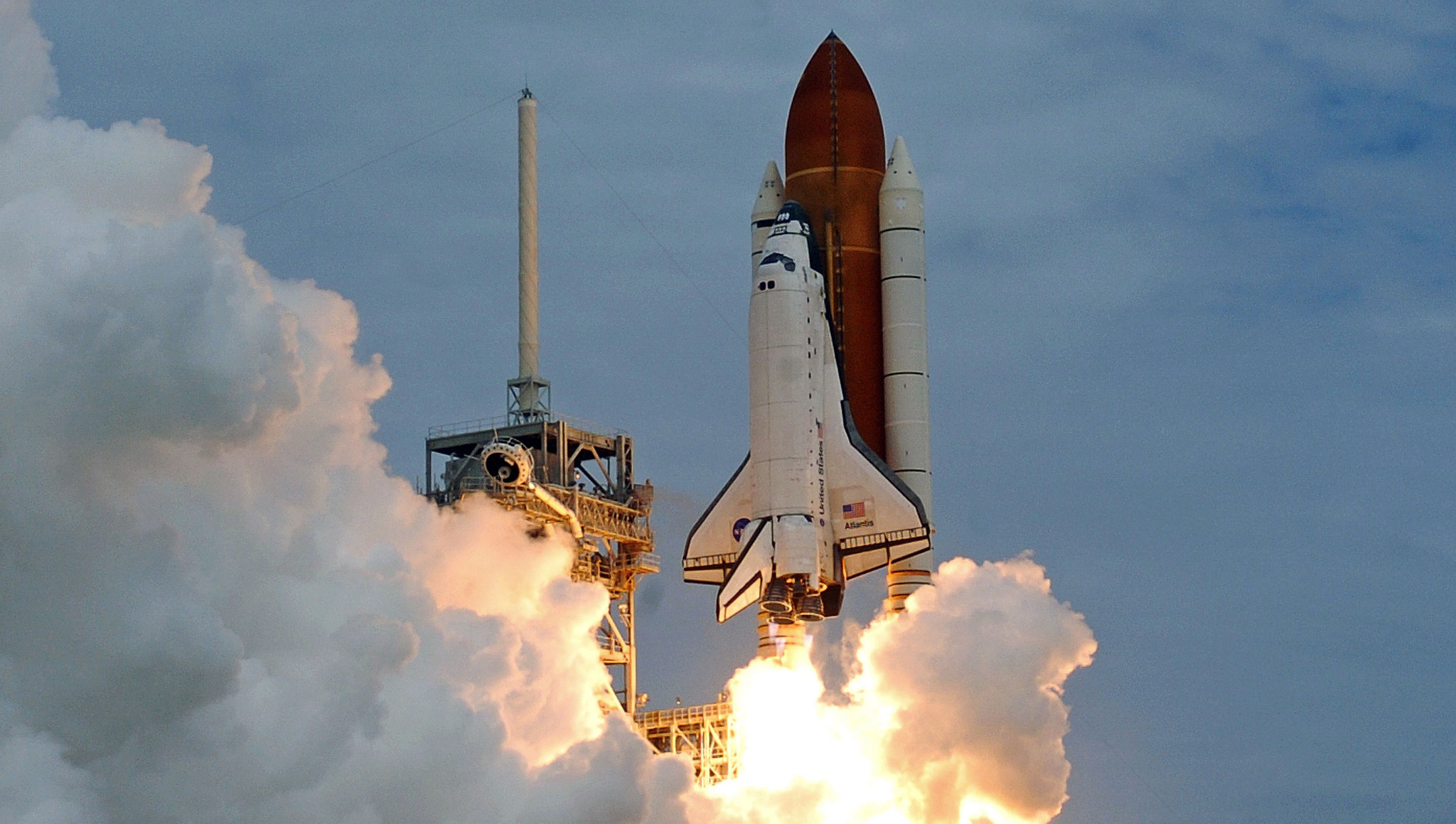 Space shuttle Atlantis, #sts135 is launched skyward Friday, July 8,...