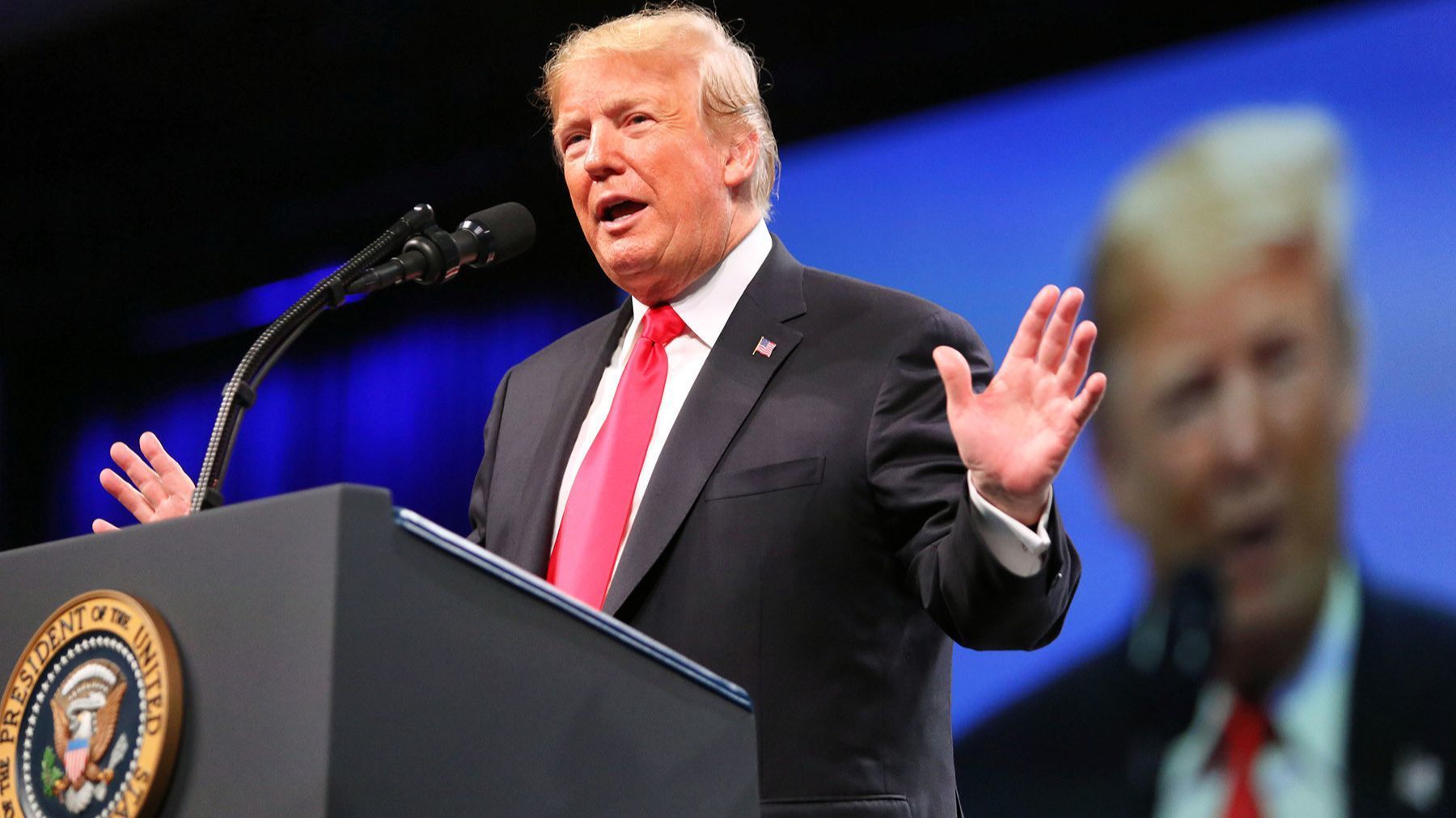 President Trump delivers remarks Monday, Oct. 8, 2018, at the...