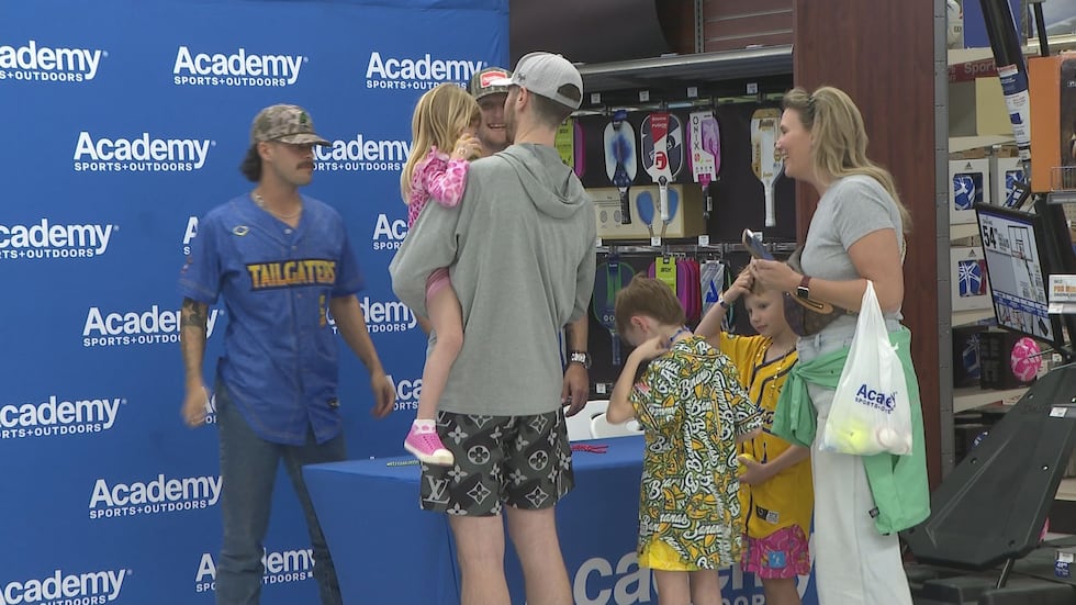 A Texas Tailgater greets fans Friday night in Tallahassee. 