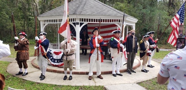 Members of the Sons of the American Revolution Jacksonville chapter dress in period costumes for a historical commemoration event. The chapter hosts several events throughout the year to promote patriotism and preserve American history. Photos courtesy Jacksonville Chapter of the Sons of the American Revolution