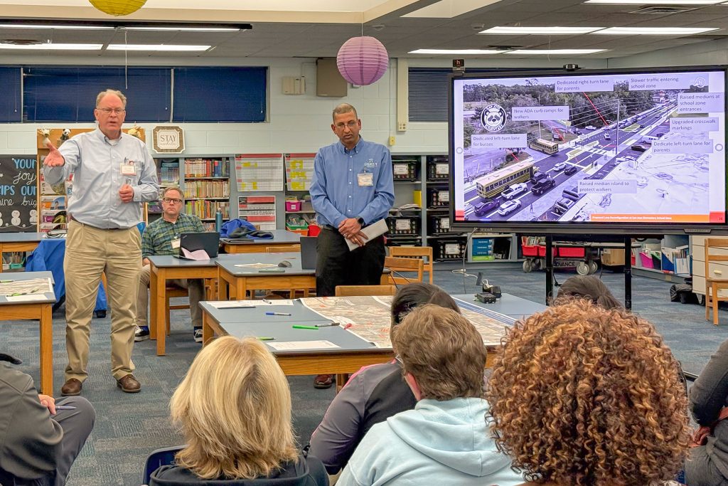 City of Jacksonville Chief of Traffic Engineering Chris LeDew addresses some of the concerns at the Jan. 15 meeting.