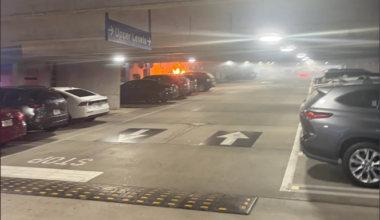 A vehicle fire was reported early Thursday morning in the Fine Arts garage. (Courtesy of r/UNF)