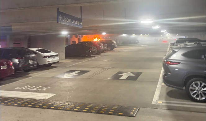 A vehicle fire was reported early Thursday morning in the Fine Arts garage. (Courtesy of r/UNF)
