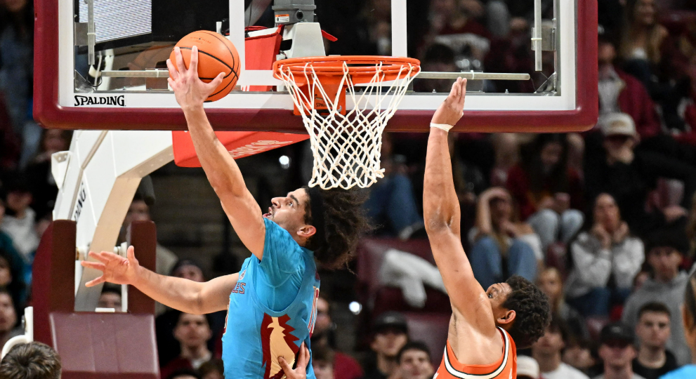 Florida State forward Lajae Jones drives in for a layup Tuesday night against Miami. (Melina Myers/Imagn Images)
