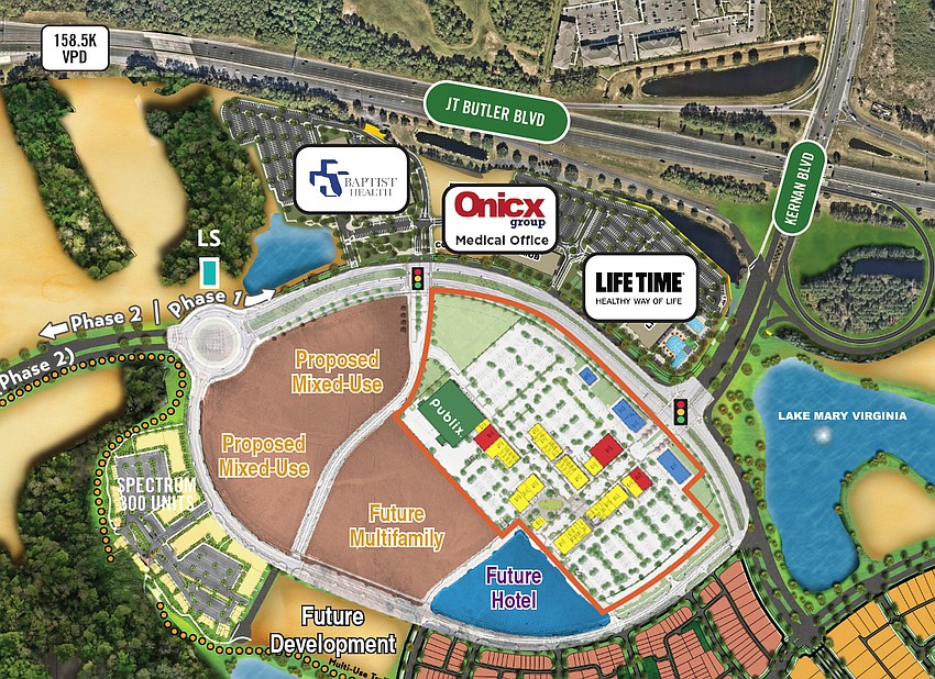 The Seven Pines residential and commercial development at southeast Butler Boulevard and Interstate 295.