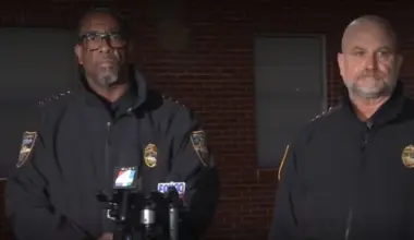 Sheriff T.K. Waters and Undersheriff Undersheriff Shawn Coarsey speak to reporters.