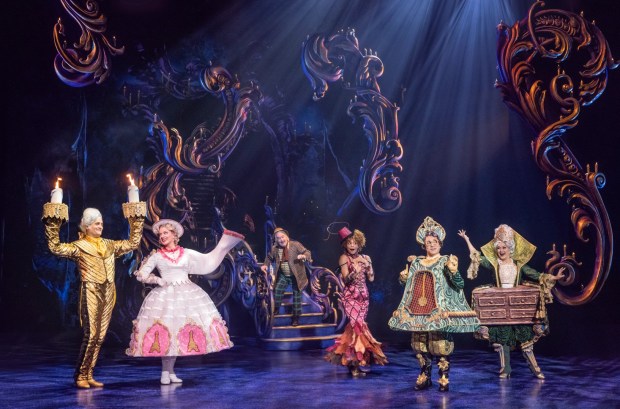Danny Gardner, Kathy Voytko, Kevin Ligon, Cameron Monroe Thomas, Javier Ignacio and Holly Ann Butler as Enchanted Objects in "Disney's Beauty and the Beast." (Matthew Murphy/Courtesy)