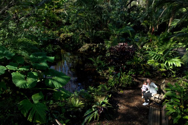 A mom and daughter take a selfie at the Deerfield Beach Arboretum on Tuesday, Feb. 10, 2026. (Amy Beth Bennett / South Florida Sun Sentinel)