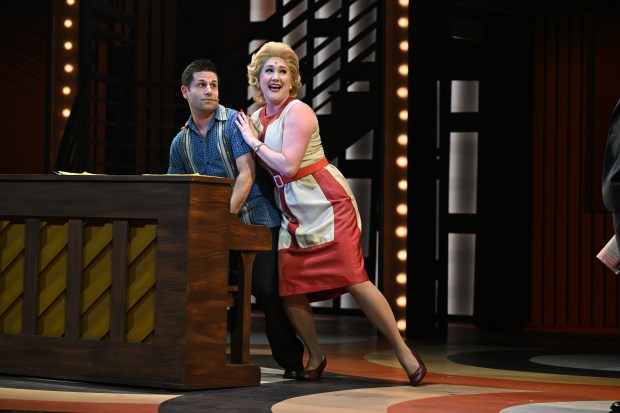 Nick Anastasia as Barry Mann and Lindsey Corey as Cynthia Weil in "Beautiful: The Carole King Musical." (Larry Marano/Courtesy)