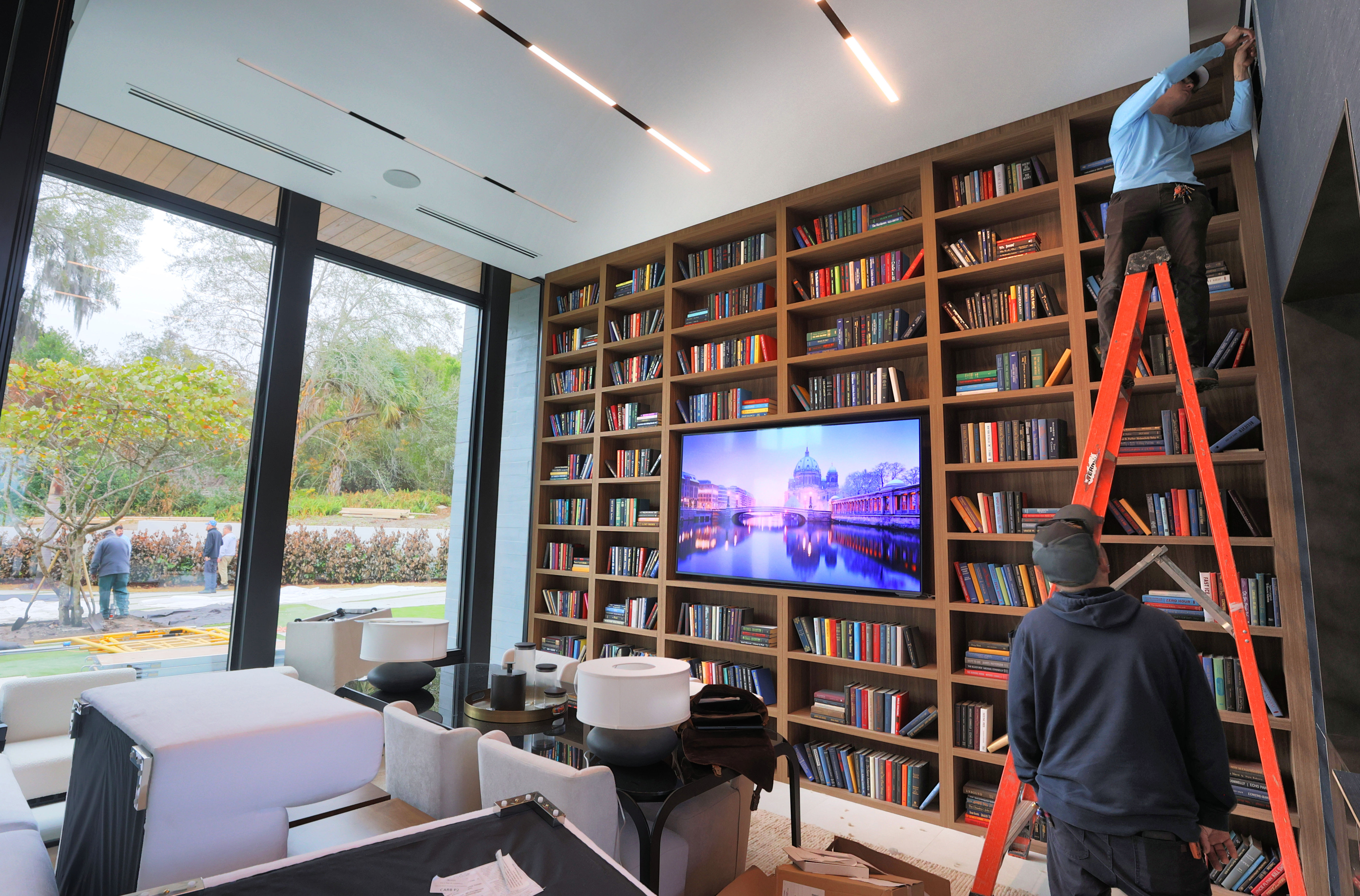 Staging continues in the library of the NAHB New American...