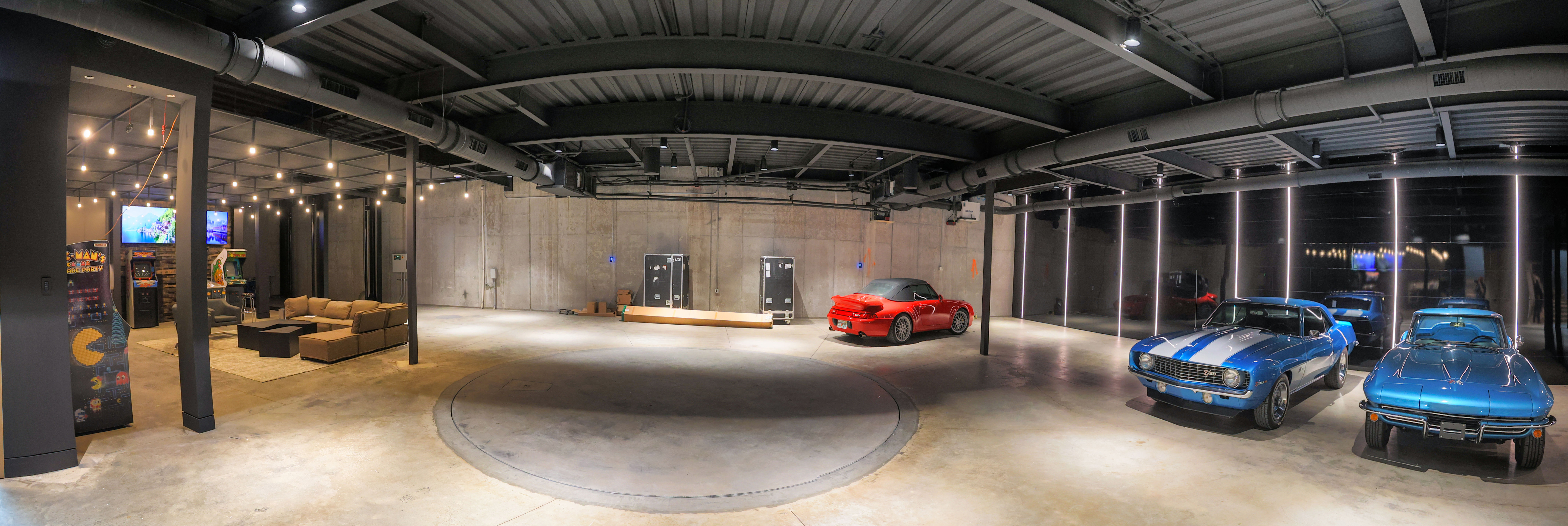 A wide-angle view of the 6,800 square-foot basement at the...