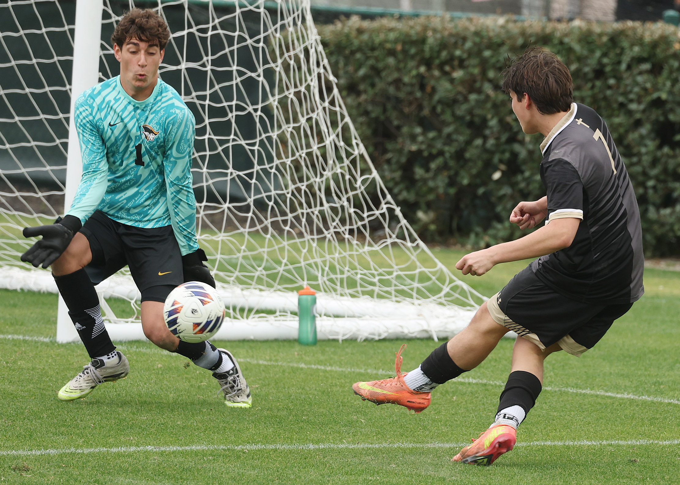 Bishop Moore Catholic High School soccer player Mariano Hudtwalcker (7)...