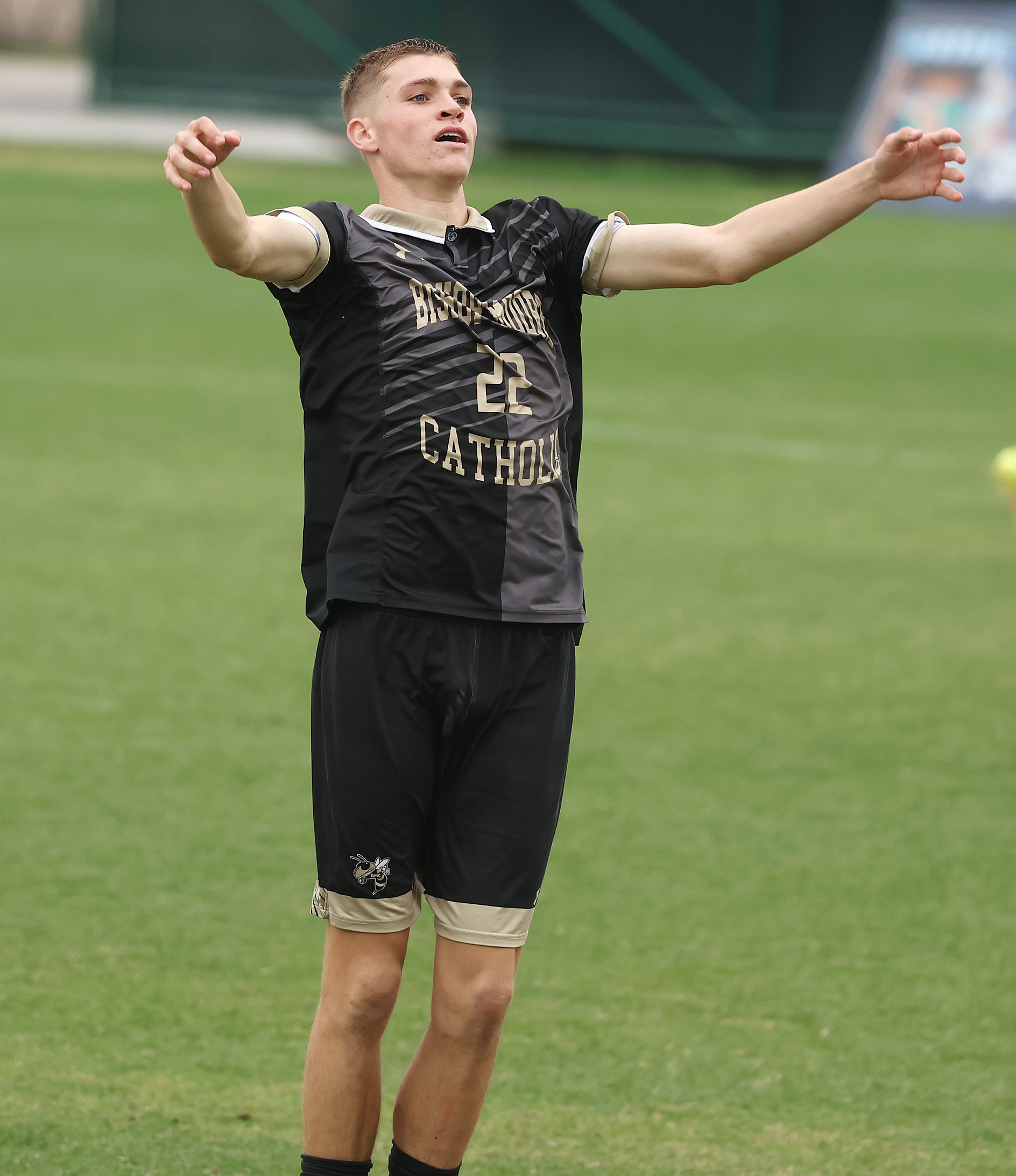 Bishop Moore Catholic High School soccer player Cooper Ball gets...