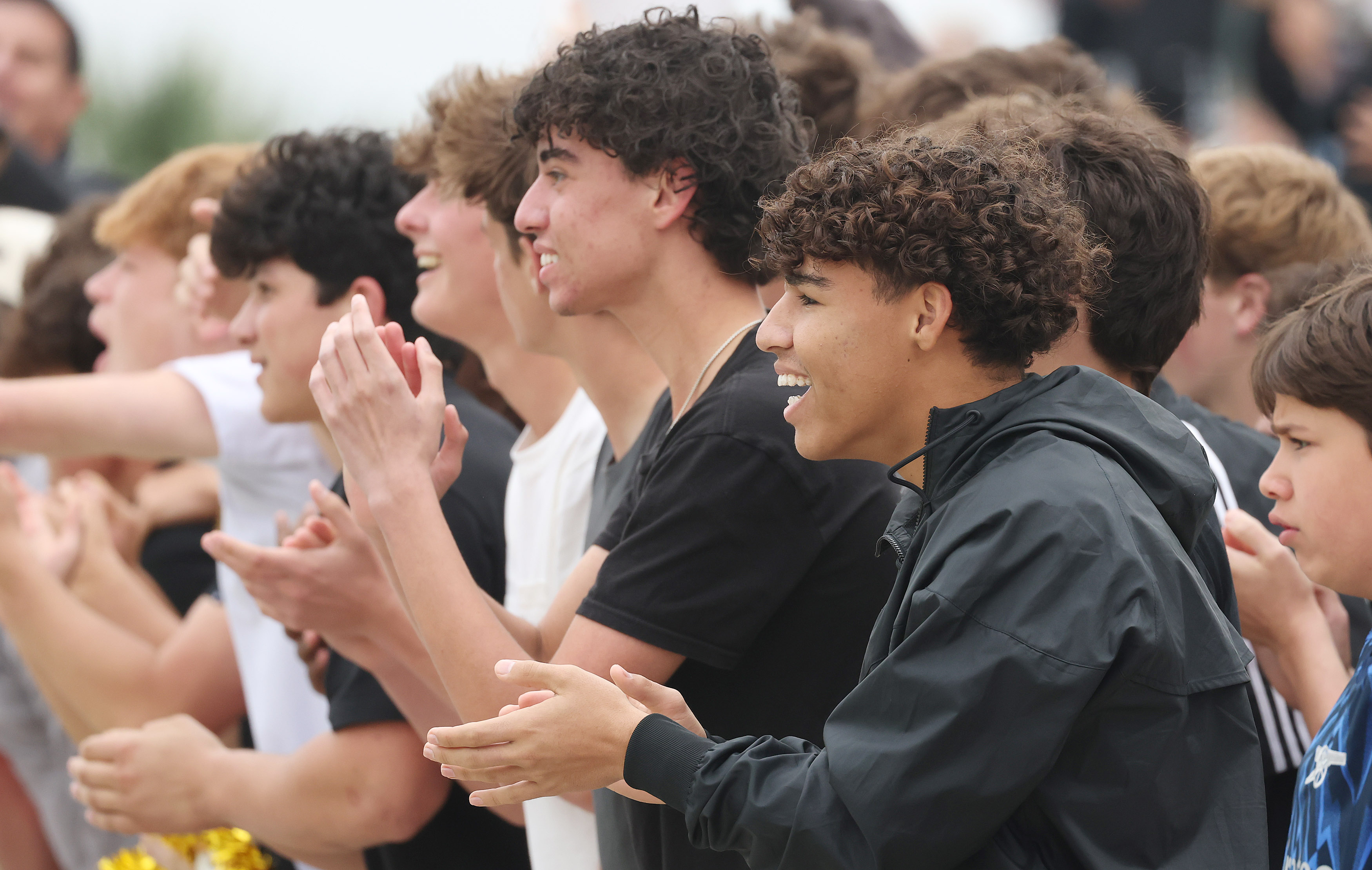 Bishop Moore Catholic High School students cheer during the Class...