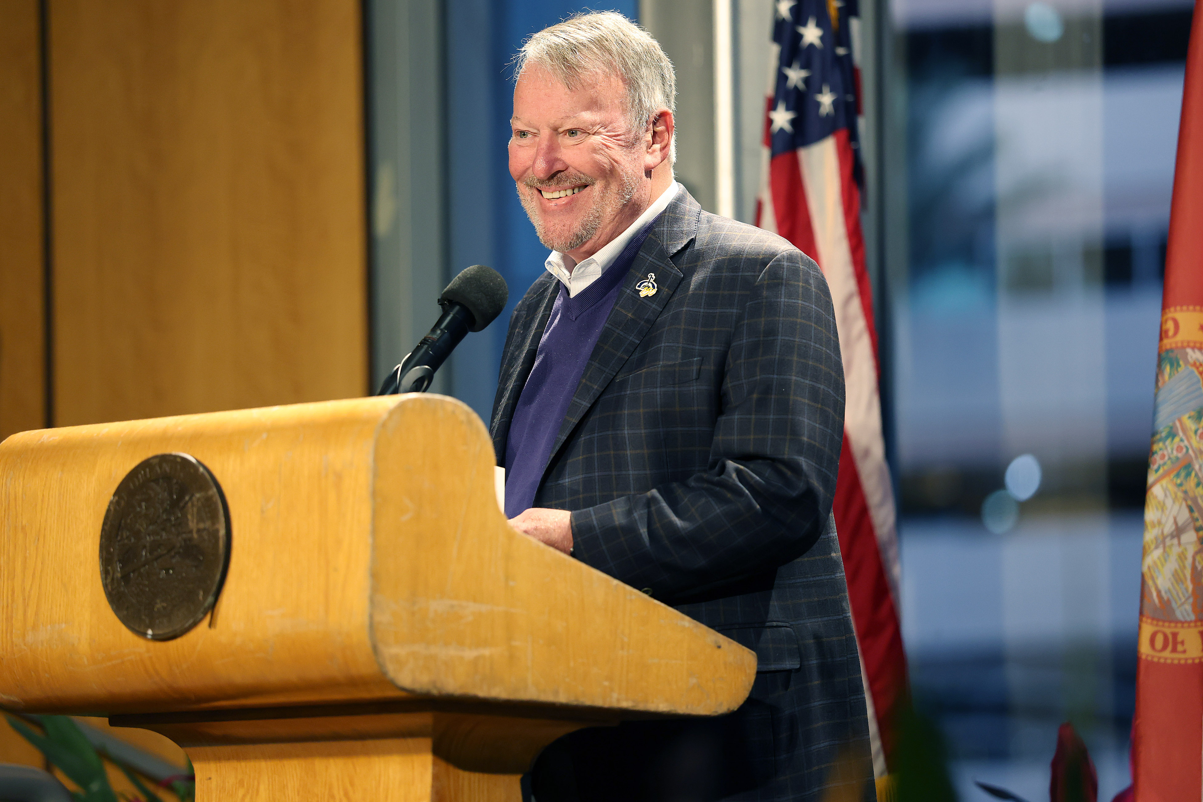 Orlando Mayor Buddy Dyers speaks during the Opening Reception of...