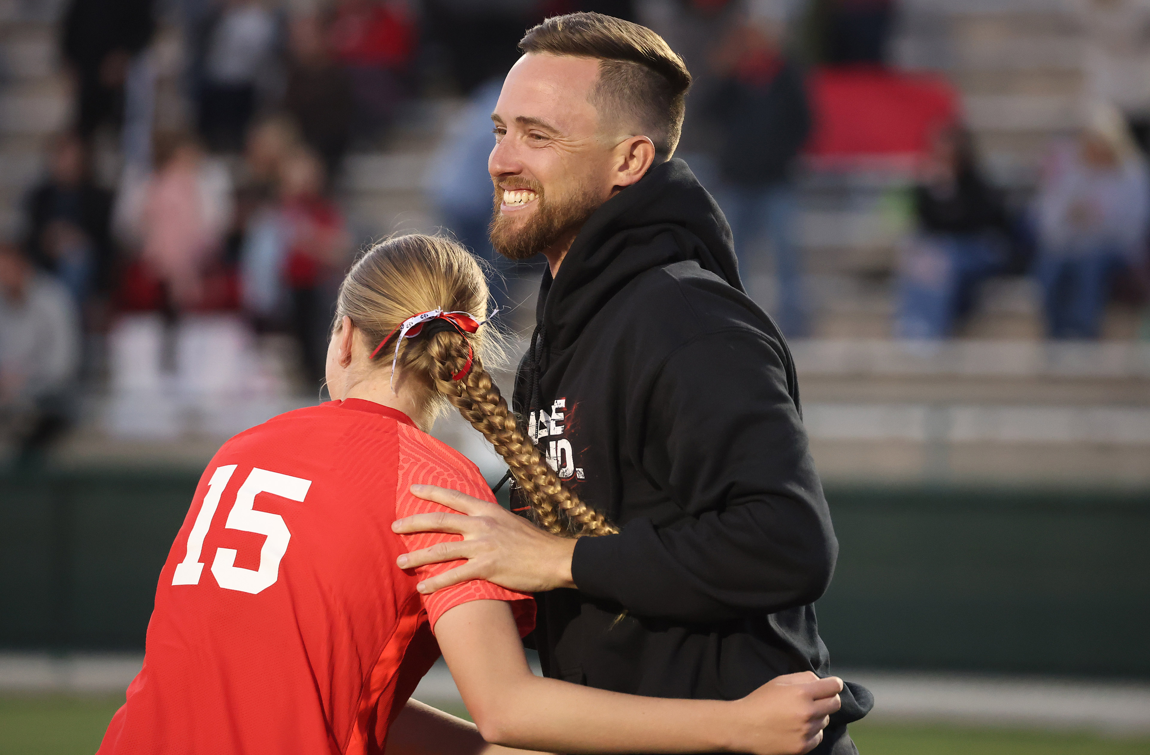 Lake Mary High girls soccer player Kailey Susi (15) and...