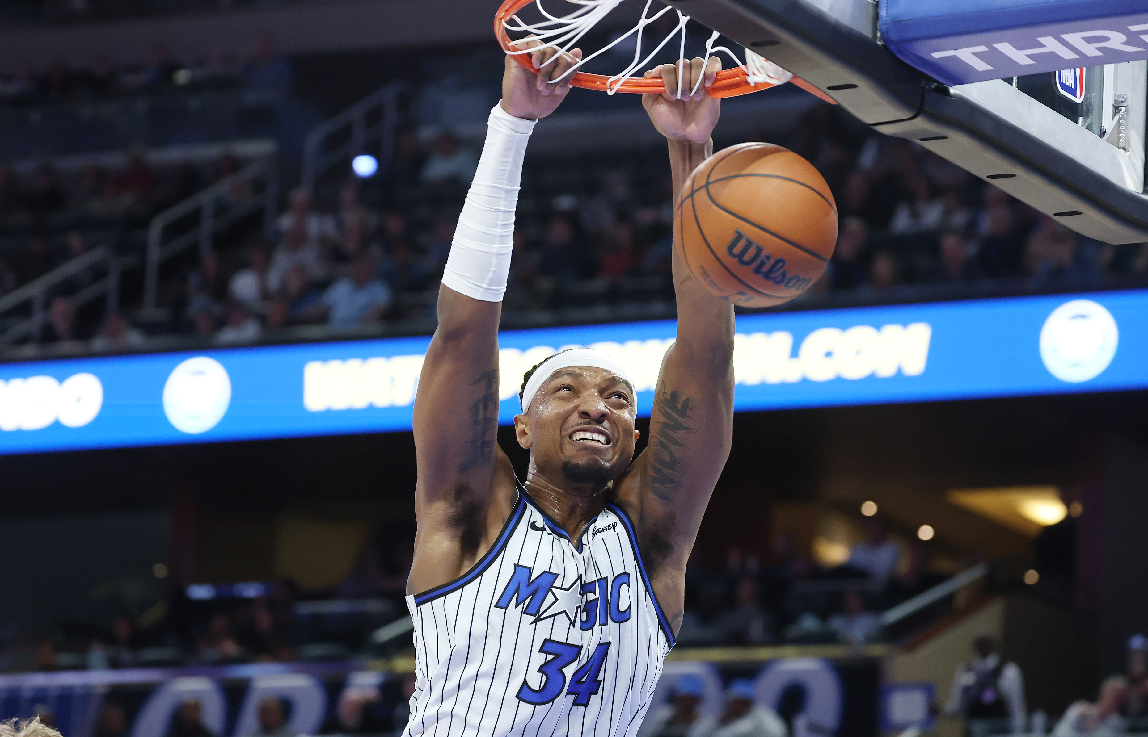 Orlando center Wendell Carter Jr. slam dunks during the Milwaukee...