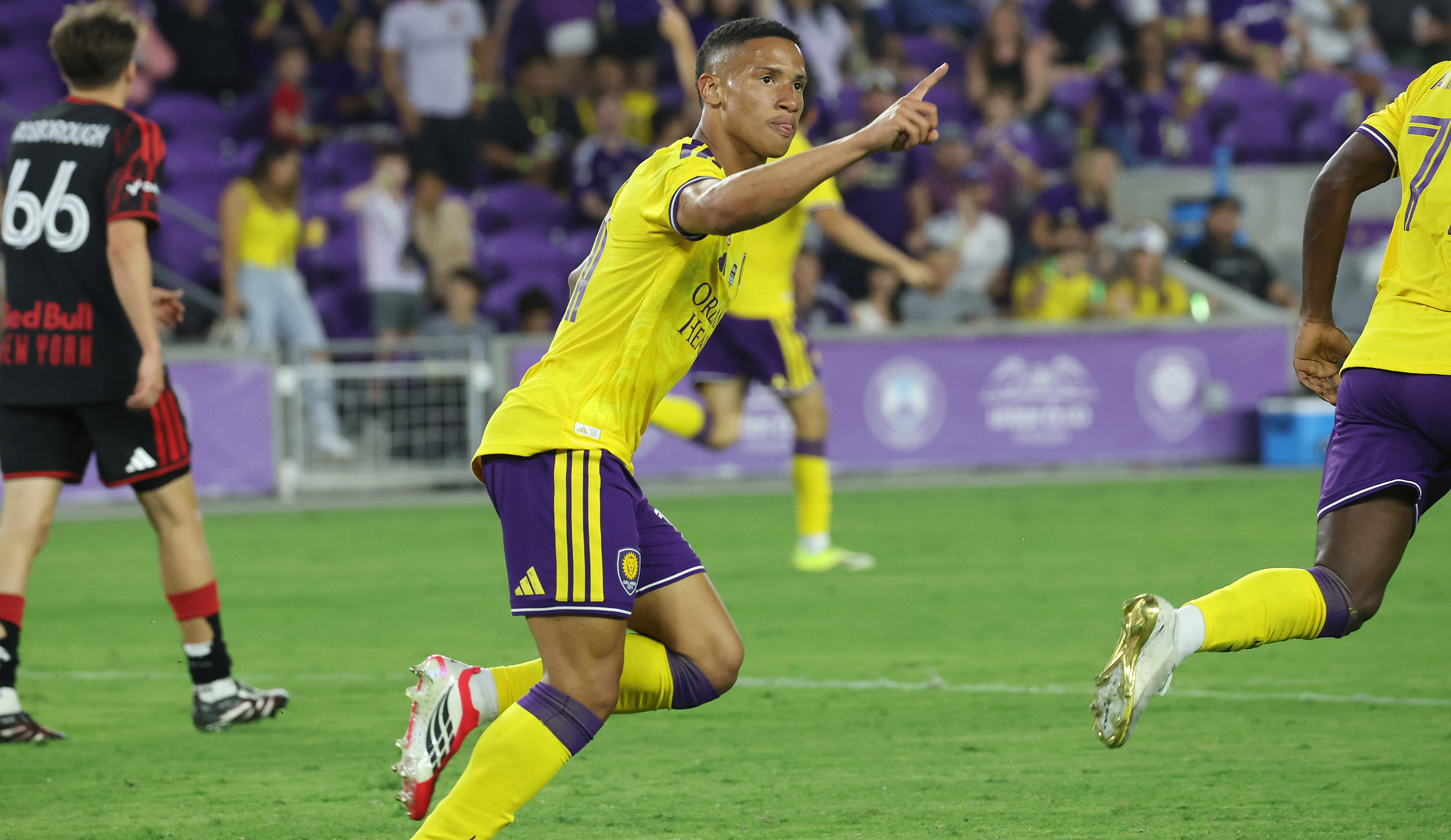 Orlando player Tiago celebrates after scoring a goal during the...