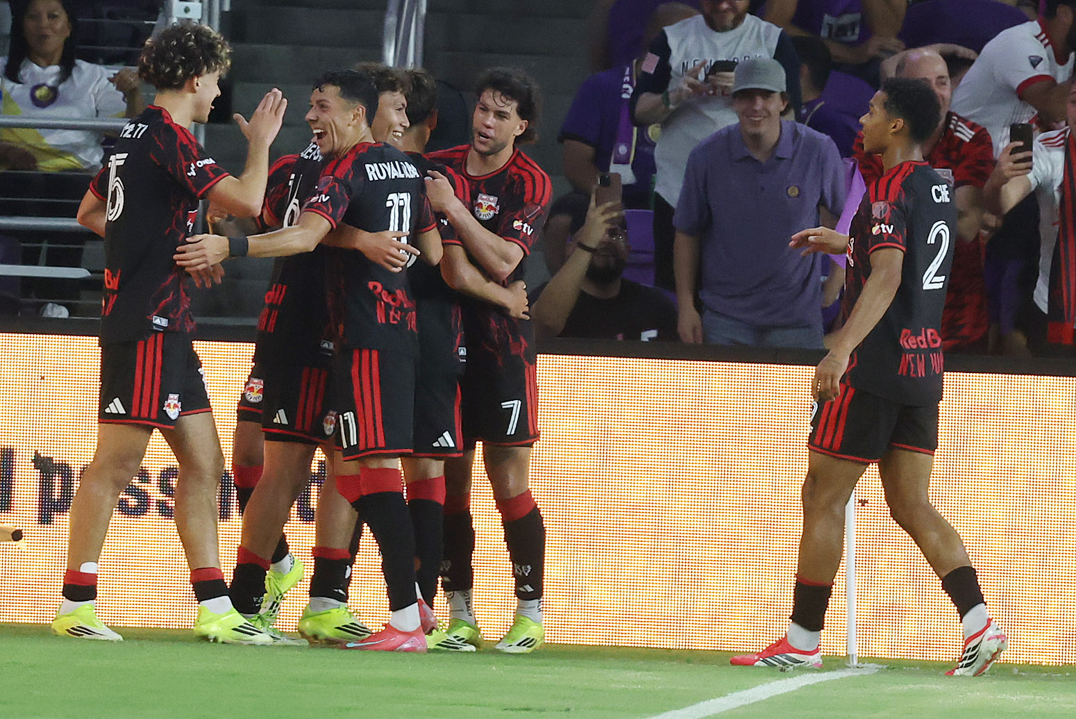New York players celebrate after a goal during the New...