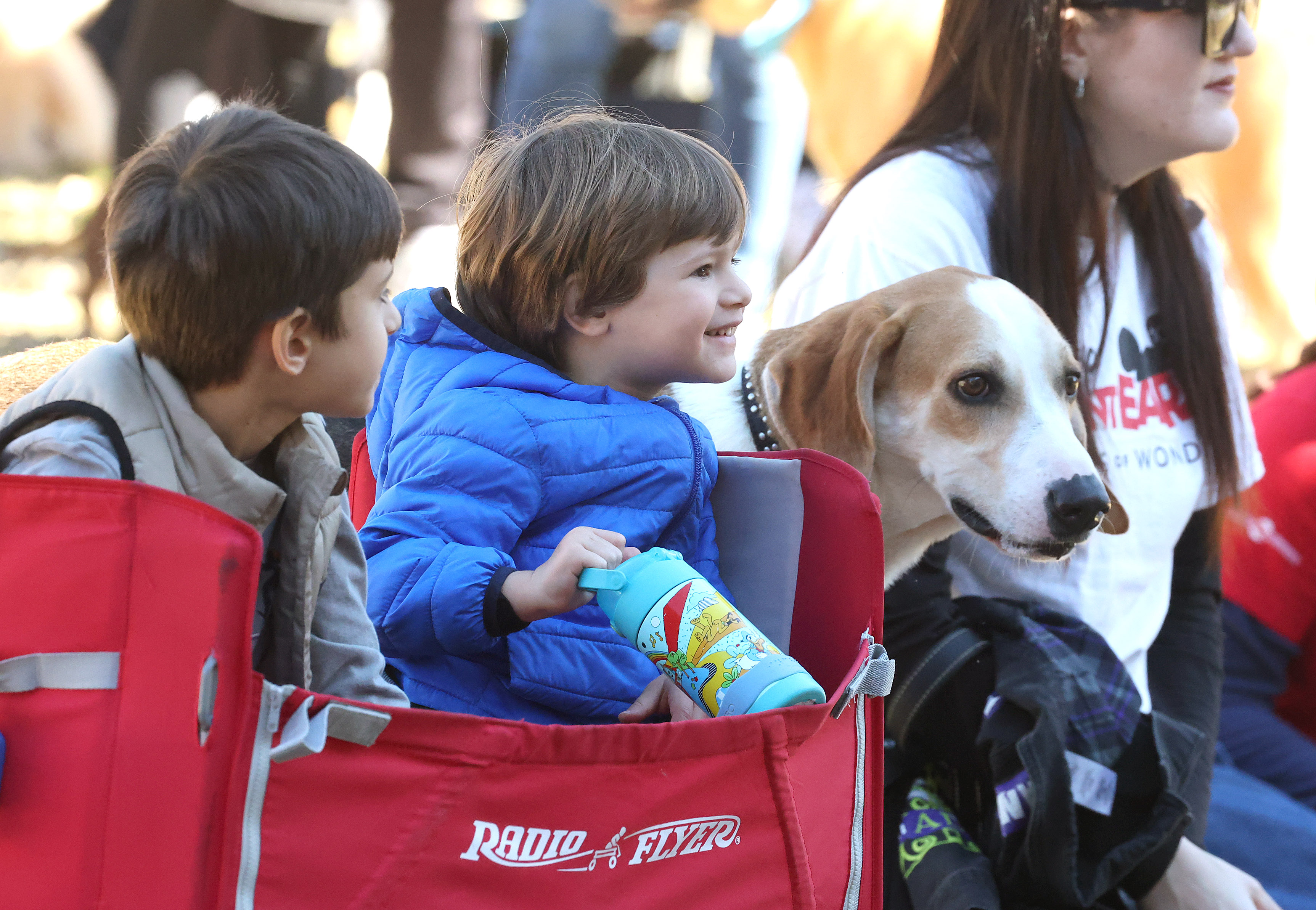 Kids watch the pet costume contest during the Paws in...