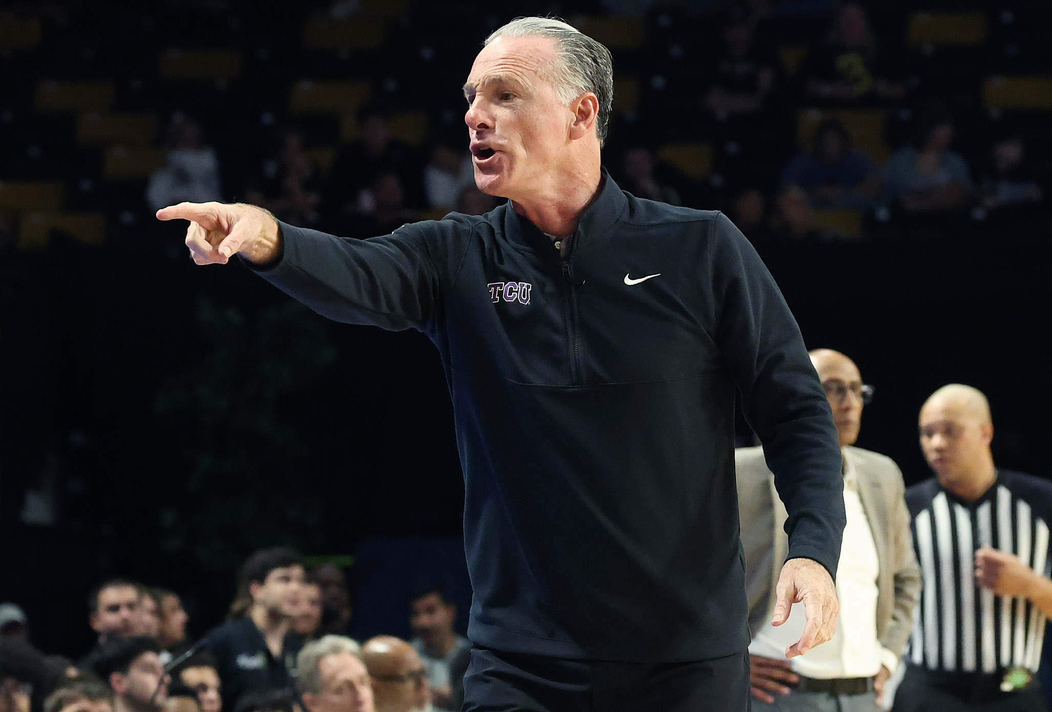 TCU head coach Jamie Dixon points during the TCU at...