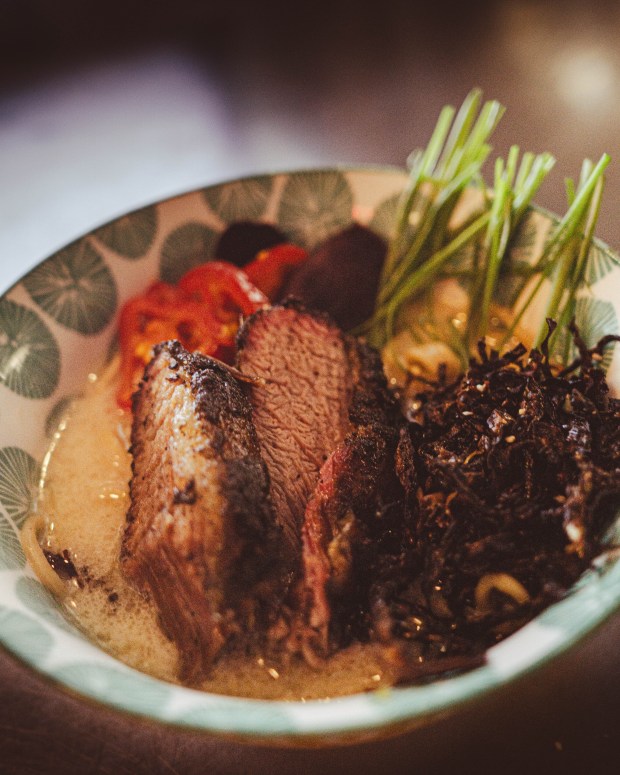 Smoke and Donuts began offering ramen back in December. Bōshi Bar offers two varieties: prime brisket and pork belly. The noodles are made in house. (Photo courtesy Ian Russell)