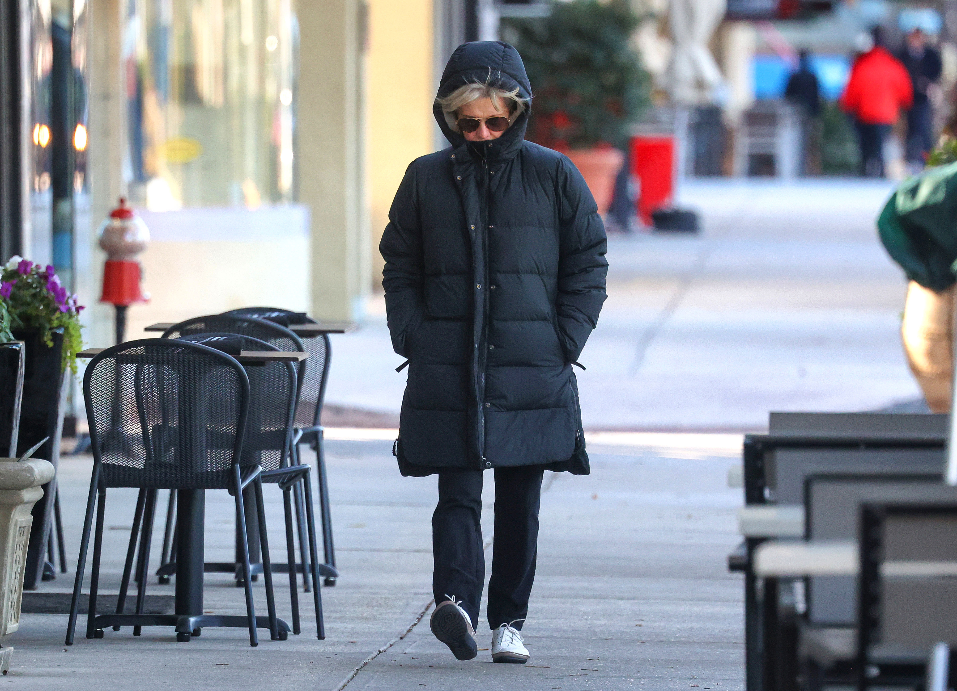 A pedestrian braves 24-degree weather, Sunday morning on Park Ave....