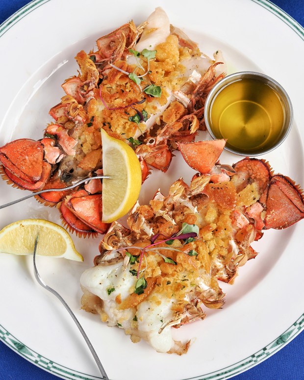 Twin lobster tails from The Nauti Lobstah: a shoo-in for Cutest Couple this Valentine's Day. (Photo courtesy Lisa Wilk/TasteCookSip.com)