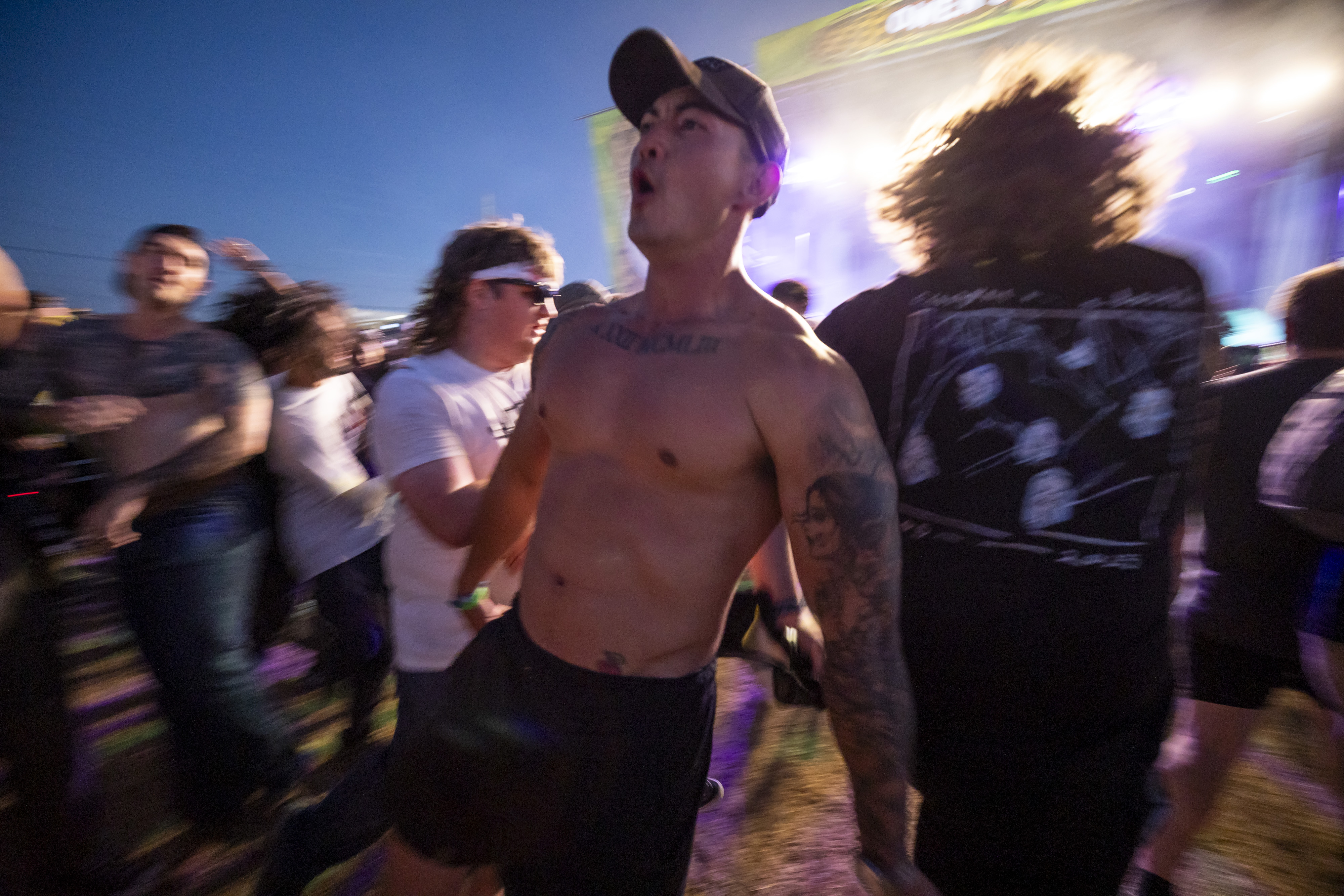 Fans form a mosh pit while Dinosaur Pile-Up performs at...