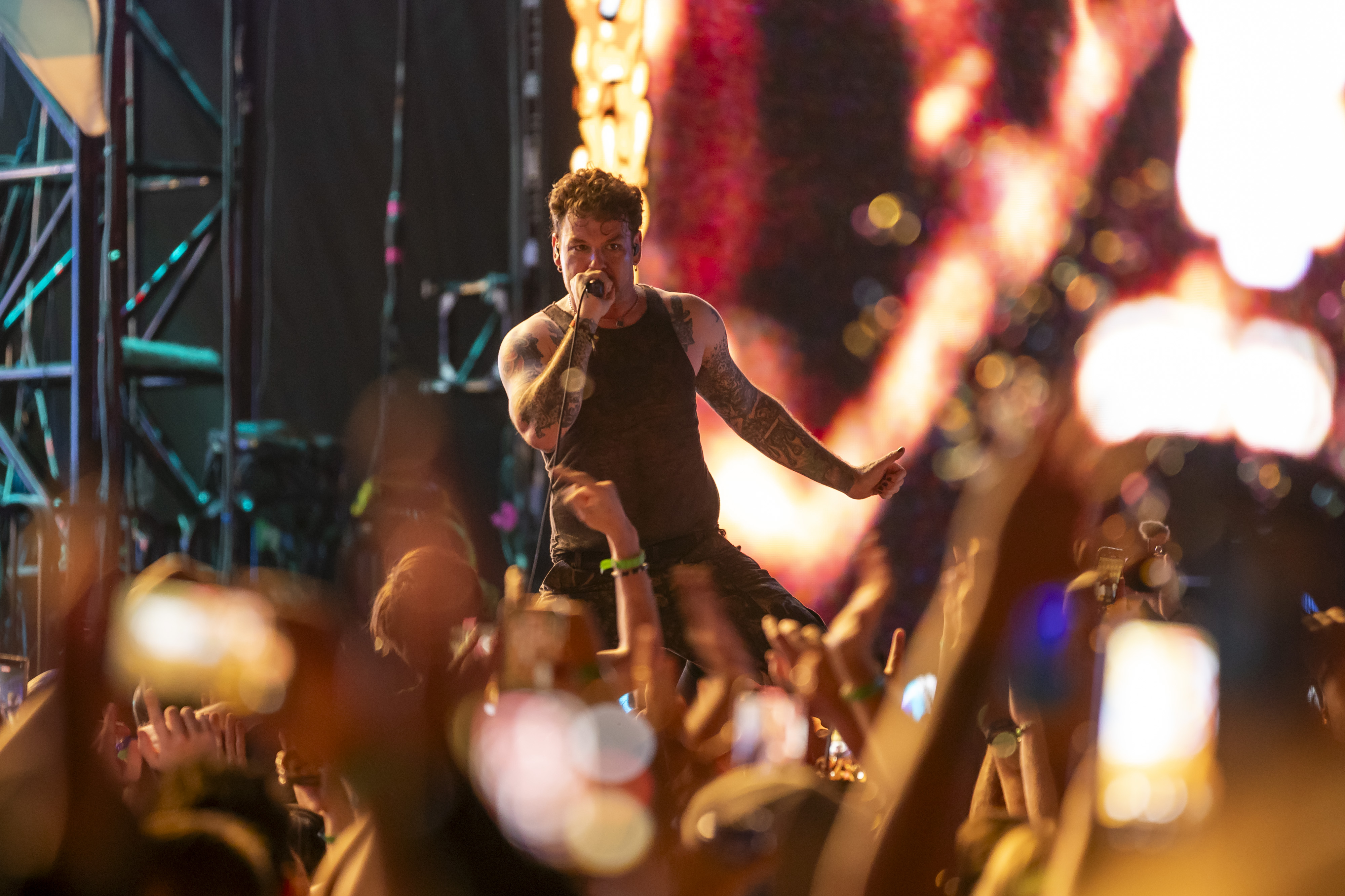 Buddy Nielsen of Senses Fail makes his way out into...