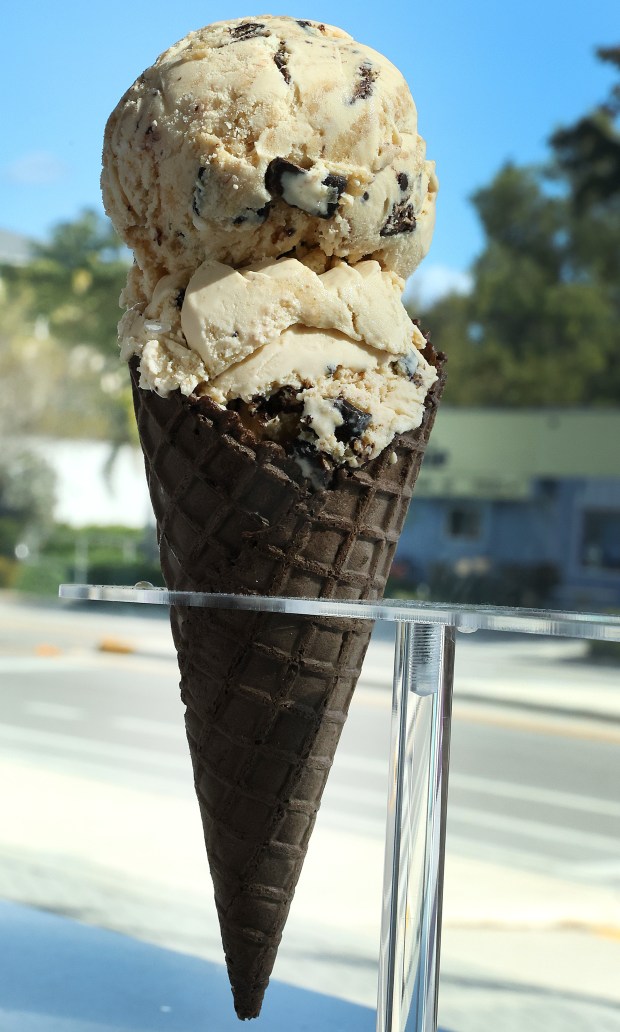 "Insta Graham," an ice cream flavor at Jazzberry Creamery in Wilton Manors, is pictured Monday, Feb. 9, 2026. (Carline Jean/South Florida Sun Sentinel)