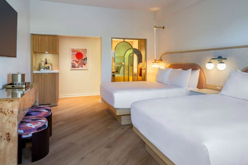 The interior of a hotel room