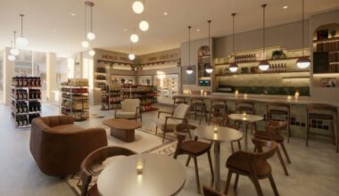 Rendering of Volta Wine + Market interior at 400 Central in downtown St. Petersburg