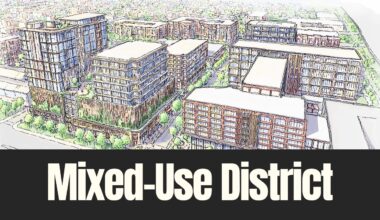 Artist rendering of a proposed mixed-use development with residential and commercial buildings planned for East Ybor City.