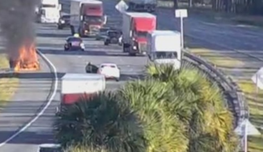 Traffic flowing again after vehicle fire on I-75 near Florida-Georgia line Tuesday evening