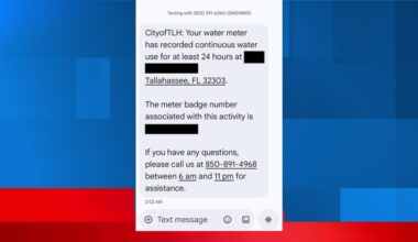 City of Tallahassee apologizes for false alarms after thousands of customers notified of possible leaks