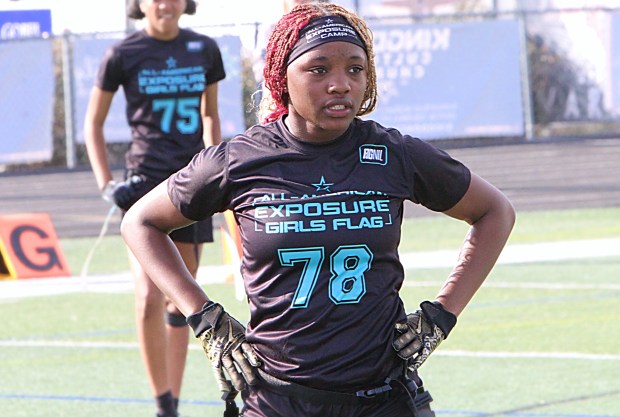 Sanford Seminole sophomore Akela Martin earned the defensive MVP honor at Saturday's All-American Exposure Camp at West Orange. (Chris Hays/Orlando Sentinel)