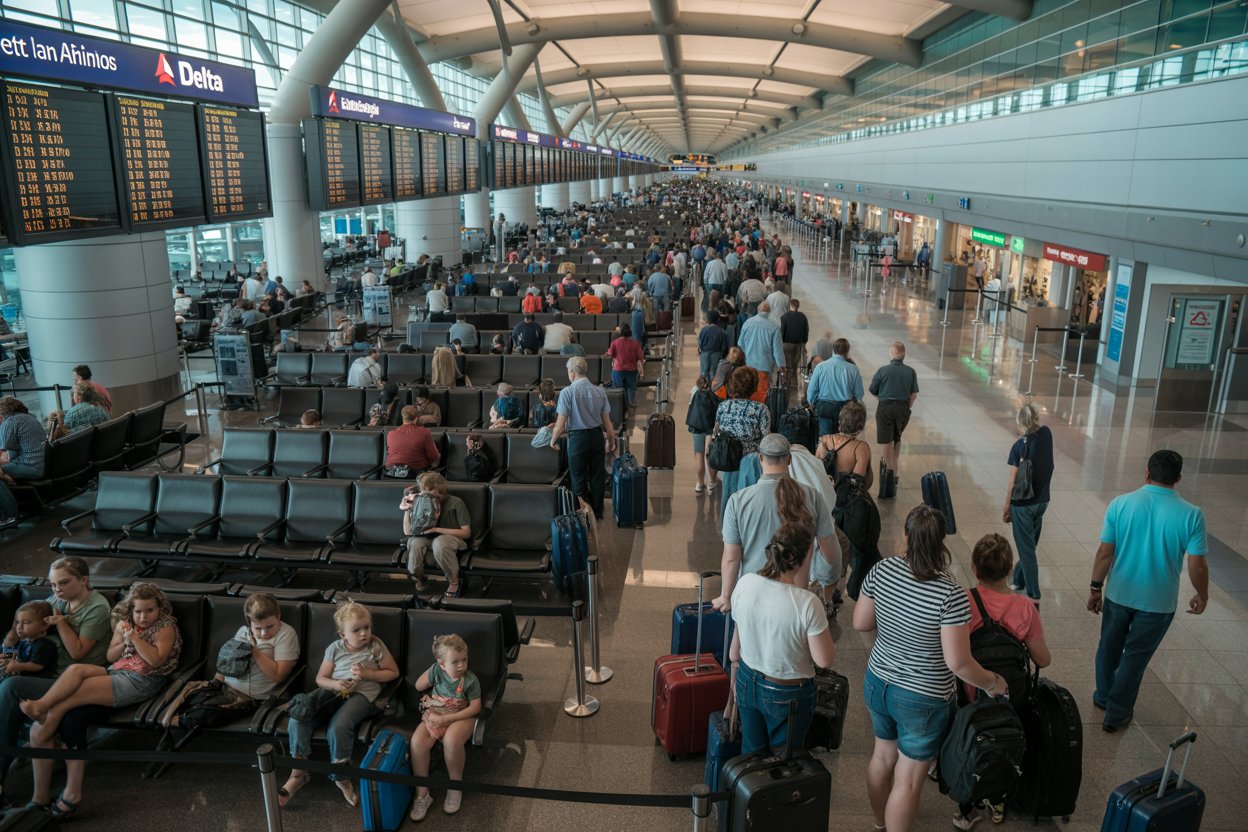 Travellers Stranded at Orlando International Airport in Florida, US as 233 Flights Are Delayed and 18 Cancelled, Disrupting American Airlines, Delta, JetBlue, and More Across Miami, Atlanta, New York, and Providence