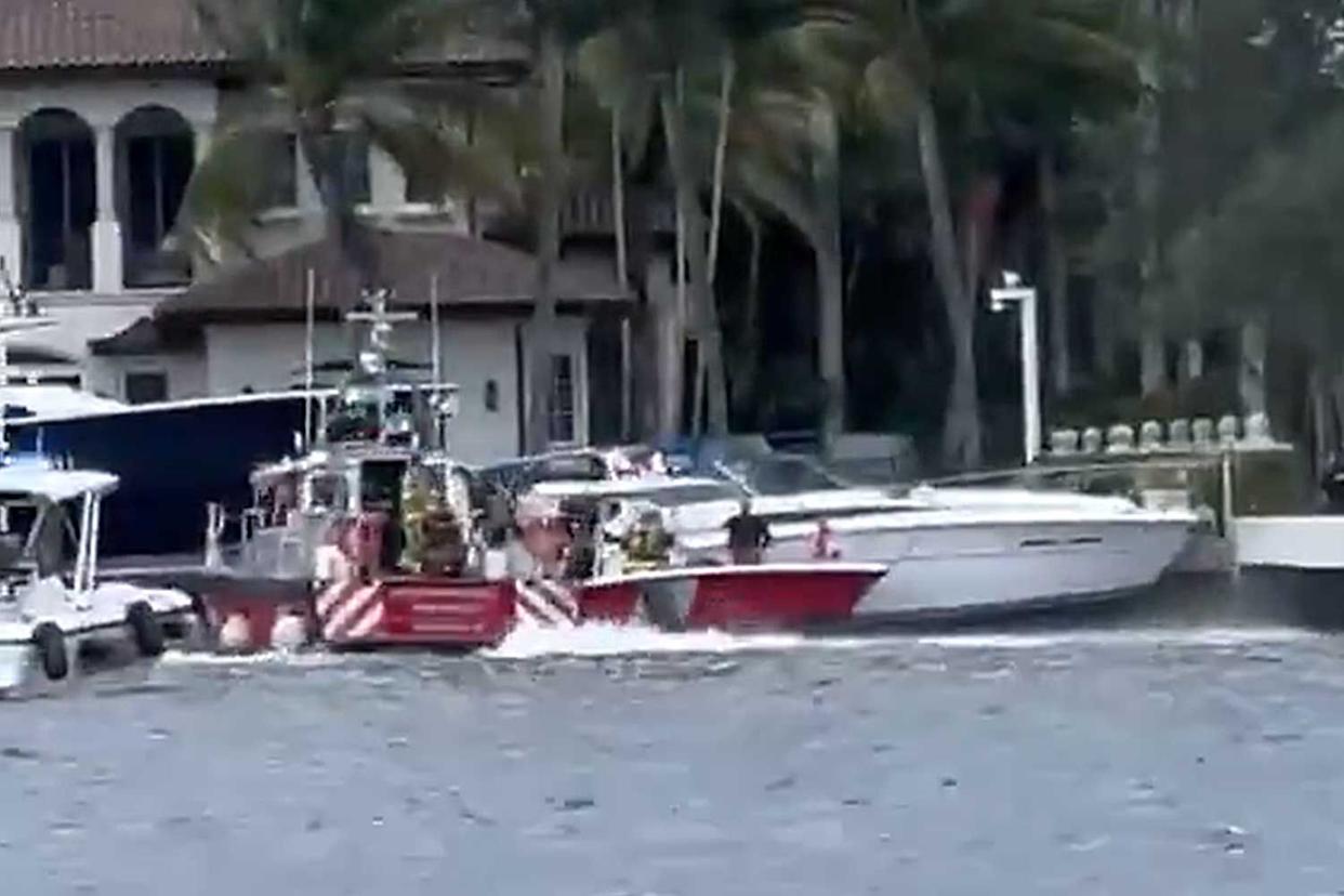U.S. Coast Guard Southeast/X A boat with 13 people aboard exploded in Fort Lauderdale, Fla. on Monday, May 26