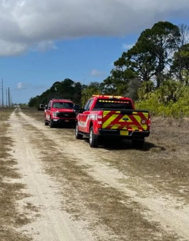 Cape Coral Fire Department is battling a brush fire near Kismet Parkway and Andalusia Boulevard on Saturday, Feb. 28, 2026.
