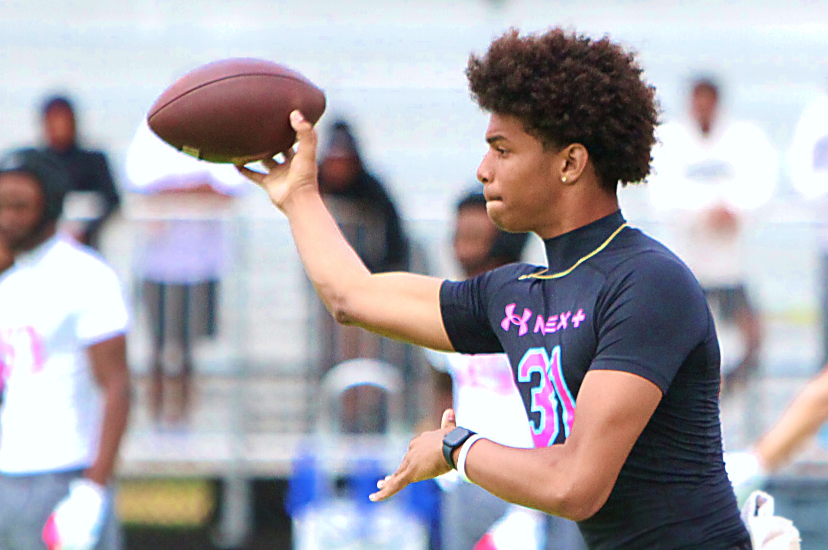 Lake Howell 2028 quarterback Brycen Marbrey at the Under Armour...