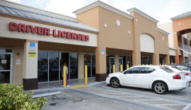 A Florida Highway Safety and Motor Vehicles drivers license service center is shown in October 2019, in Hialeah, Fla. (AP)