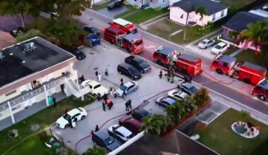 Crews race to extinguish blaze at Hollywood apartment building