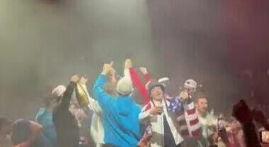 U.S. men's hockey team celebrates Miami style after gold medal win at Olympics in Italy