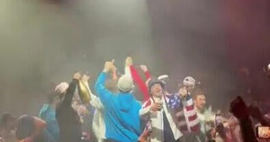 U.S. men's hockey team celebrates Miami style after gold medal win at Olympics in Italy